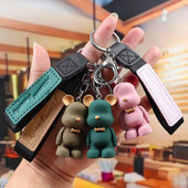 Ashion Cartoon Bear autós kulcstartó táska medál gyűrű divat pár kulcstartó kulcstartó női ajándékszíj zsinór aranyos kiegészítők