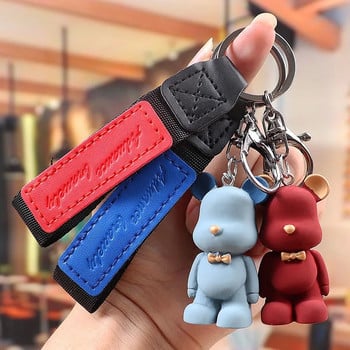 Ashion Cartoon Bear Car Keychain Чанта Пръстен с висулка Моден ключодържател за двойка Ключодържател за жена Подарък Каишка Каишка Сладки аксесоари