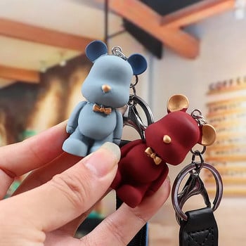 Ashion Cartoon Bear Car Keychain Чанта Пръстен с висулка Моден ключодържател за двойка Ключодържател за жена Подарък Каишка Каишка Сладки аксесоари