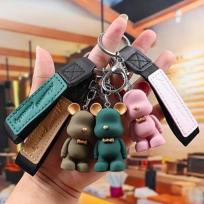 Ashion Cartoon Bear automobilio raktų pakabuko krepšys pakabukas žiedas Madingas pora raktų pakabukas moteriai Dovanų dirželis dirželis Mieli aksesuarai