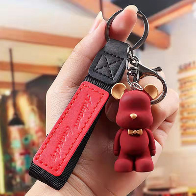 Ashion Cartoon Bear autós kulcstartó táska medál gyűrű divat pár kulcstartó kulcstartó női ajándékszíj zsinór aranyos kiegészítők