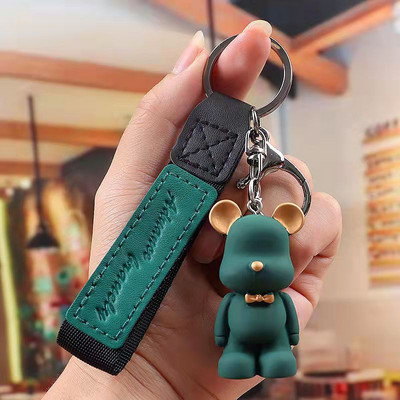 Ashion Cartoon Bear autós kulcstartó táska medál gyűrű divat pár kulcstartó kulcstartó női ajándékszíj zsinór aranyos kiegészítők