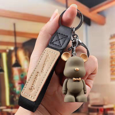 Ashion Cartoon Bear autós kulcstartó táska medál gyűrű divat pár kulcstartó kulcstartó női ajándékszíj zsinór aranyos kiegészítők