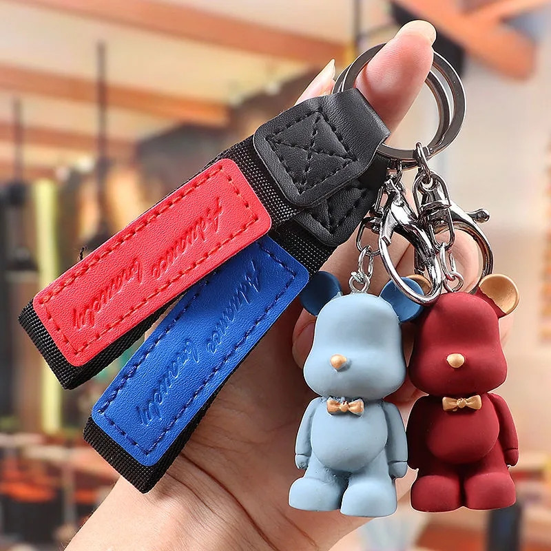 Ashion Cartoon Bear autós kulcstartó táska medál gyűrű divat pár kulcstartó kulcstartó női ajándékszíj zsinór aranyos kiegészítők