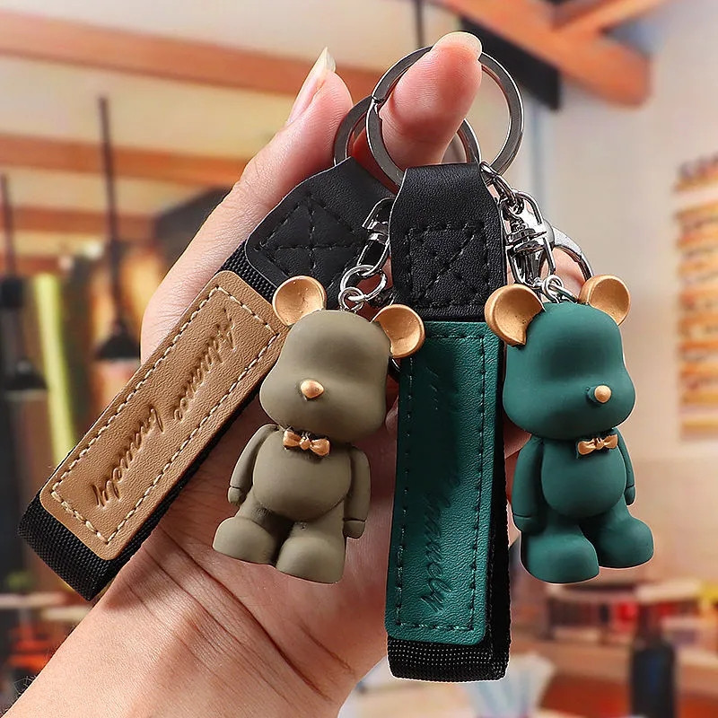 Ashion Cartoon Bear autós kulcstartó táska medál gyűrű divat pár kulcstartó kulcstartó női ajándékszíj zsinór aranyos kiegészítők