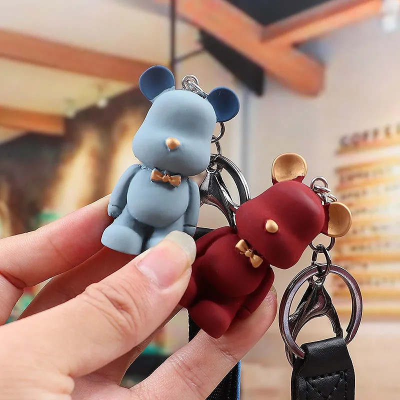 Ashion Cartoon Bear autós kulcstartó táska medál gyűrű divat pár kulcstartó kulcstartó női ajándékszíj zsinór aranyos kiegészítők
