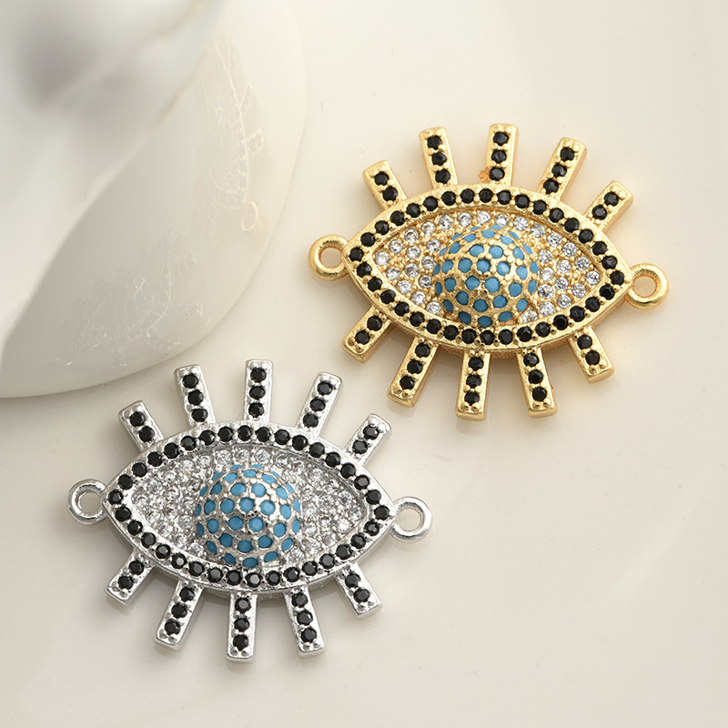 Luxus többszínű cirkónia Evil Eye Charms medál csatlakozók ékszerkészítéshez barkácsolás, kézzel készített karkötő ékszerleletek