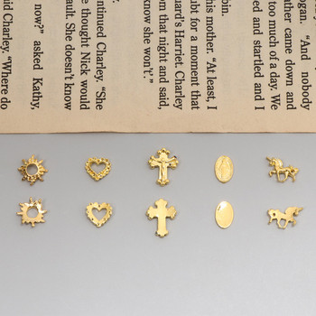 10 τμχ Gold Maria Cross Angel Unicorn Εποξειδική φόρμα Filler Beauty Nail Decor DIY Jewelry Findings Love Moon Filling Accessories C582