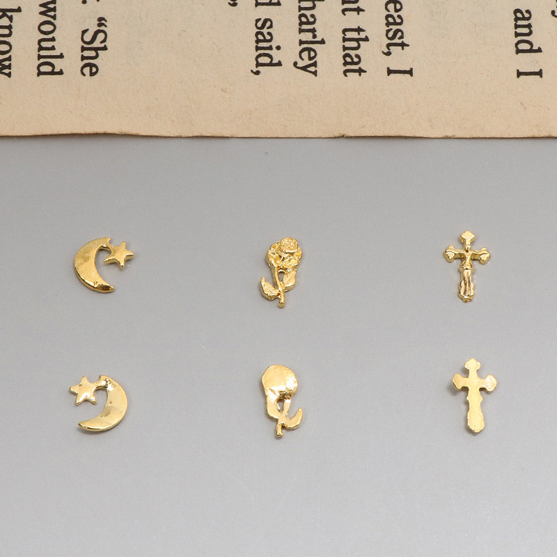 10db Arany Maria Cross Angel Unicorn Epoxy Forma Filler Beauty Nail Decor barkács ékszer Findings Love Moon Filling Kiegészítők C582
