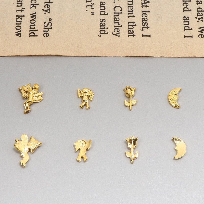 10db Arany Maria Cross Angel Unicorn Epoxy Forma Filler Beauty Nail Decor barkács ékszer Findings Love Moon Filling Kiegészítők C582
