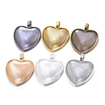 10 τμχ Heart Cabochon Ρυθμίσεις Κρεμαστό Βάση 25mm Alloy Bezel Trays Crafts DIY Κολιέ Αναλώσιμα κοσμημάτων Αξεσουάρ