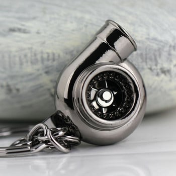 Нова универсална къща за автомобили Cool Gunmetal Spinning Turbo Keychain Турбокомпресор Ключодържател Креативен дизайн Автомобилни стилни аксесоари