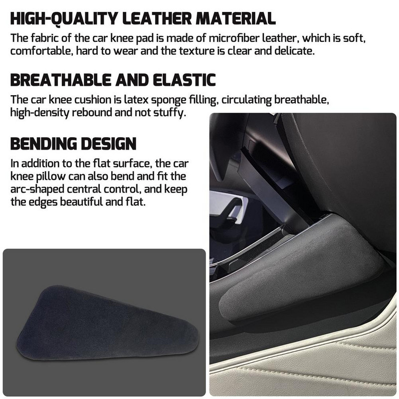 Suede Car Knee Pad Cushion Cushion Κεντρική κονσόλα Μαξιλάρι γονάτων Μαξιλάρι γονάτων Υποστήριξη μηρών Αυτόματου εσωτερικού αξεσουάρ για Tesla Model 3/Y