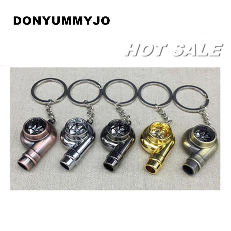Valódi Whistle Sound turbó kulcstartó hüvely csapágy forgó autóalkatrész modell turbina turbófeltöltő kulcstartó gyűrű kulcstartó kulcstartó