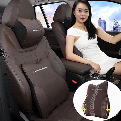 PU Leather For BMW Headrest Pillow Cushion Head Support Protector Automobiles Seat Neck Rest Memory Premium Interior Accessories