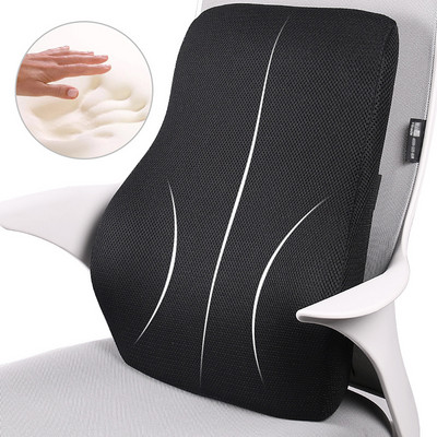 Lumbar Support Pillow Memory Foam Chair Cushion Supports Lower Back for Easy Posture in the Car, Office, Plane and Your Chair