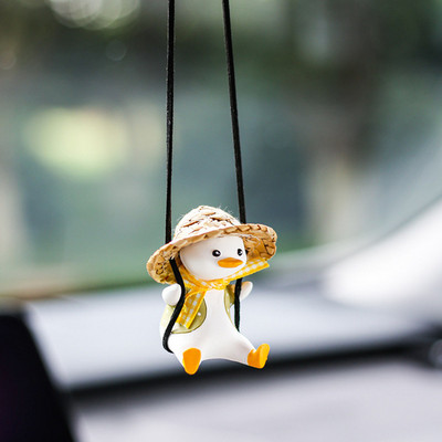 Anime Gipso Swing Duck Automobilio vidaus apdaila Mieli dėvintys skrybėlę Akiniai Duck Automatinis galinio vaizdo veidrodžio pakabukas automobilio priedams