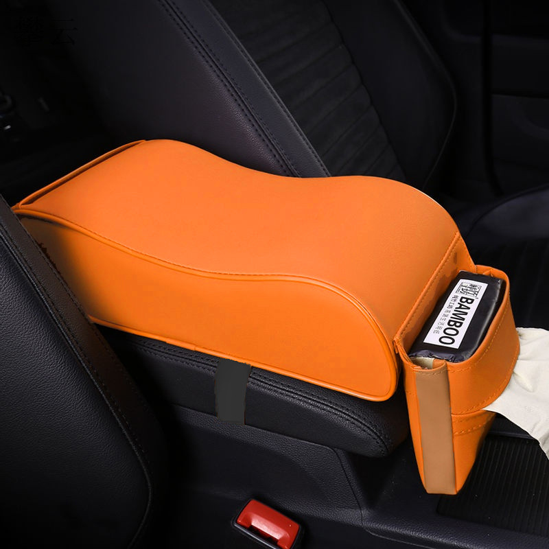 PU odinė automobilio porankio dėžutės pagalvėlė Auto centrinė konsolė porankio sėdynės dėžė, paaukštinanti minkšta pagalvėlė rankų atrama su saugojimo krepšiais