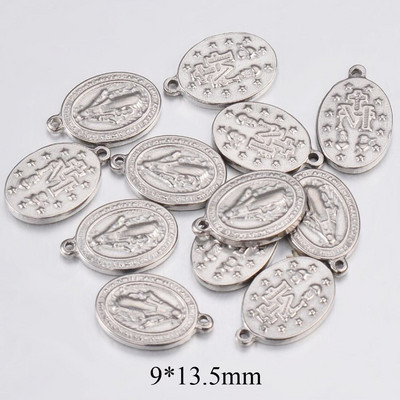 10 τμχ Θρησκευτικό ανοξείδωτο μενταγιόν Virgin Mary Jesus Christian Charm μενταγιόν DIY For Jewelry Makings Connectors Αξεσουάρ