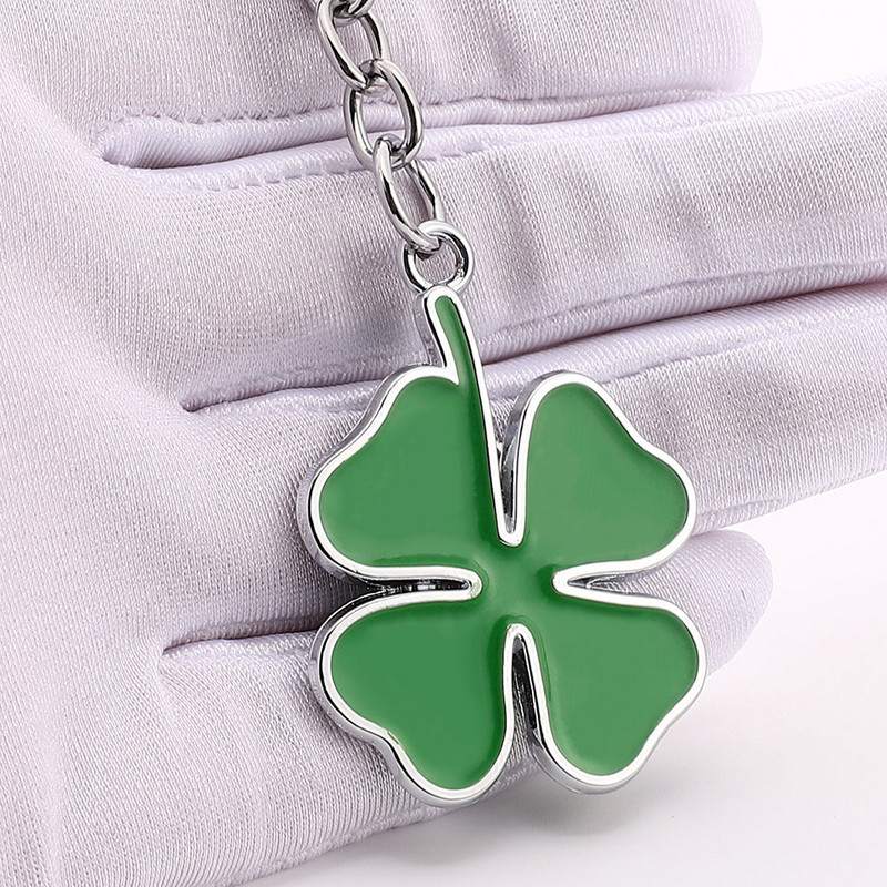 Breloc de chei pentru mașină din metal cu trifoi cu patru foi verde pentru Alfa Romeo GT Giulia Giulietta Stelvio Mito Ford Lucky Pendant Car Styling