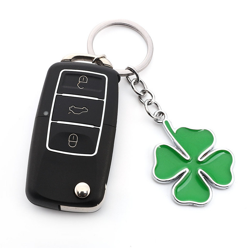 Breloc de chei pentru mașină din metal cu trifoi cu patru foi verde pentru Alfa Romeo GT Giulia Giulietta Stelvio Mito Ford Lucky Pendant Car Styling