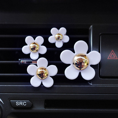 4 buc. Clip pentru parfum pentru aerisire pentru mașină, margaretă mică, pentru aer condiționat, pentru aromaterapie, accesorii pentru decorarea interioară a mașinii, Odorizant