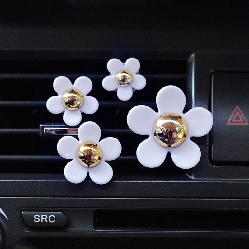 4 buc. Clip pentru parfum pentru aerisire pentru mașină, margaretă mică, pentru aer condiționat, pentru aromaterapie, accesorii pentru decorarea interioară a mașinii, Odorizant