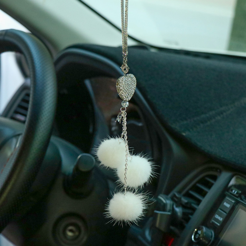 Mood Teemant Autotarvikud Bling Hairball Ripats Auto tahavaate Peegli Ripats Sünnipäevakingitus Autodekoratsioonid