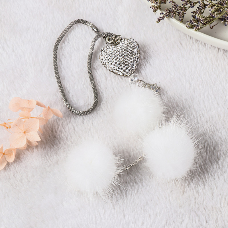 Mood Teemant Autotarvikud Bling Hairball Ripats Auto tahavaate Peegli Ripats Sünnipäevakingitus Autodekoratsioonid