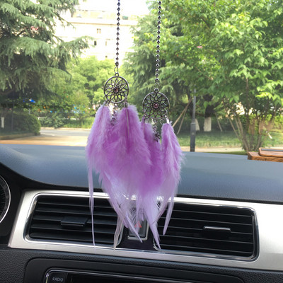 Mini Dream Catcher, accesoriu pentru pandantiv pentru mașină, interior pentru fete, oglindă cu pene, pandantiv agățat, decorațiuni pentru casă, ornament pentru mașină norocos pentru fete