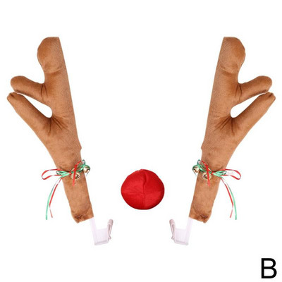 Τάρανδος Διακόσμηση Αυτοκινήτου Όχημα Μύτη Κέρας Κοστούμια Ρούντολφ Χριστουγεννιάτικα κέρατα τάρανδος Κόκκινα στολίδια μύτης Κέρατο ελαφιού με φως