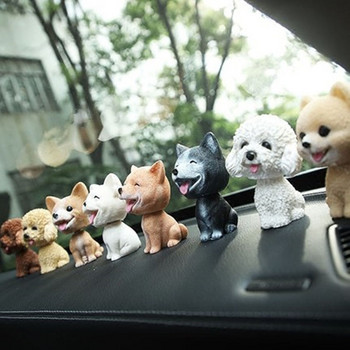 Στολίδι αυτοκινήτου 9 εκ. Κουνώντας το κεφάλι Σκύλος Διακόσμηση ταμπλό αυτοκινήτου με νεύμα Κουτάβι Παιχνίδια Husky Teddy Pomeranian Home Room Αξεσουάρ αυτοκινήτου