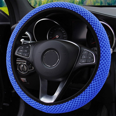 Elastīgs, elastīgs stūres rata pārsegs, universāls 15 collu automobiļu stūres rata pārsegs, mikrošķiedras, elpojošs ledus zīds, pretslīdes