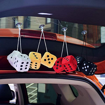 Ζευγάρι ρετρό τετράγωνο καθρέφτη κρεμαστό ζευγάρι βελούδινα ζάρια με κουκκίδες για διακόσμηση εσωτερικού αυτοκινήτου