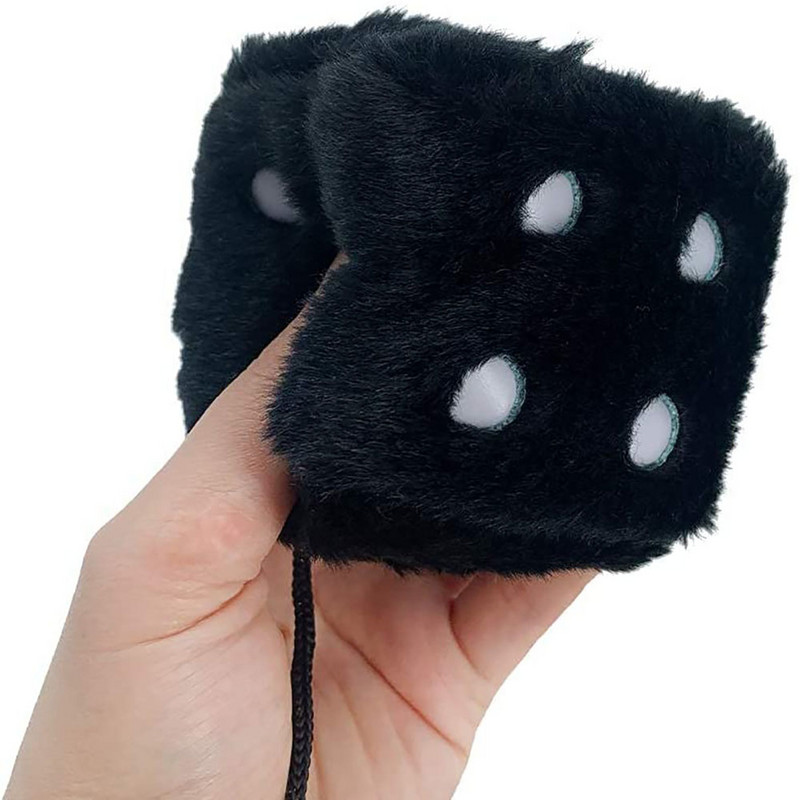 Pereche de zaruri de pluș neclare cu oglindă pătrată retro agățată cu puncte pentru decorarea interioară a mașinii