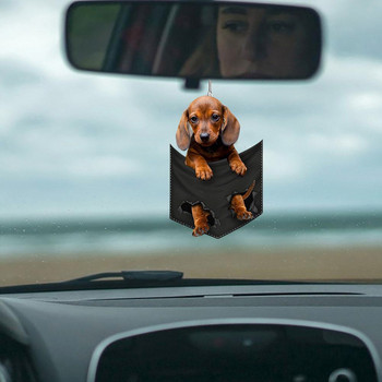 2D висящо украшение за куче Сладък забавен анимационен висулка Ключодържател Висулка с животни Кола Огледало за обратно виждане Раница Аксесоари Акрил
