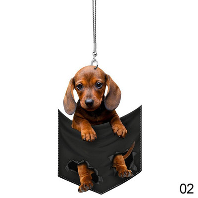 Ornament pentru agățat câine 2D, drăguț, amuzant, cu pandantiv, lanț cheie, pandantiv cu animale, oglindă retrovizoare pentru mașină, accesorii rucsac acrilic