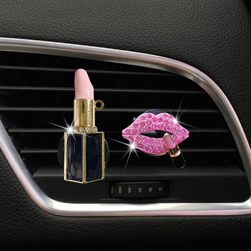 Lūpų dažai Automobilio apdaila Interjero oro gaiviklis Auto Outlet Kvepalai Clip Automobilių Kvapų difuzorius Bling Automobilių Priedai Merginoms Dovanos