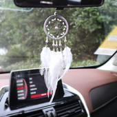 Apărător de vise Ornamente pentru agățat pentru mașină Oglindă pentru mașină cu pene Pandantiv Accesorii pentru mașină pentru fete Decor auto pentru acasă Pandantive pentru mașină