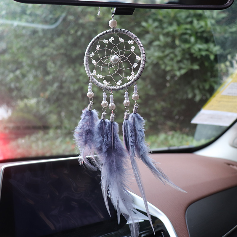 Apărător de vise Ornamente pentru agățat pentru mașină Oglindă pentru mașină cu pene Pandantiv Accesorii pentru mașină pentru fete Decor auto pentru acasă Pandantive pentru mașină