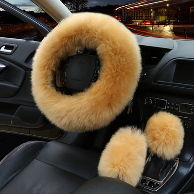 3 ΤΕΜ/ΣΕΤ 38cm Universal Κάλυμμα τιμονιού αυτοκινήτου Λούτρινο Χειμερινό χειρόφρενο Θέση γραναζιού Γραναζιού Μάλλινο κάλυμμα Διακόσμηση