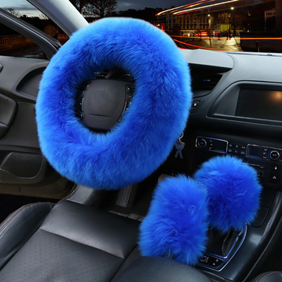 3 ΤΕΜ/ΣΕΤ 38cm Universal Κάλυμμα τιμονιού αυτοκινήτου Λούτρινο Χειμερινό χειρόφρενο Θέση γραναζιού Γραναζιού Μάλλινο κάλυμμα Διακόσμηση