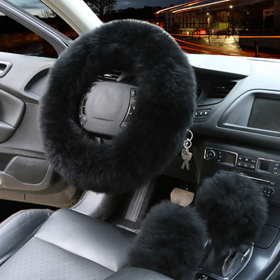 3 ΤΕΜ/ΣΕΤ 38cm Universal Κάλυμμα τιμονιού αυτοκινήτου Λούτρινο Χειμερινό χειρόφρενο Θέση γραναζιού Γραναζιού Μάλλινο κάλυμμα Διακόσμηση