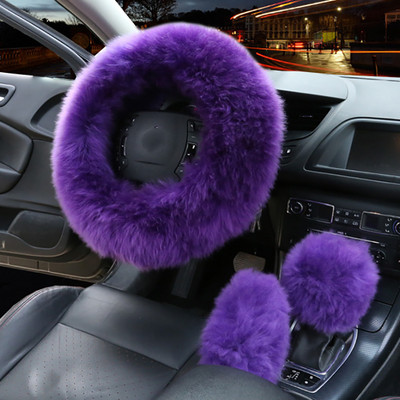 3 ΤΕΜ/ΣΕΤ 38cm Universal Κάλυμμα τιμονιού αυτοκινήτου Λούτρινο Χειμερινό χειρόφρενο Θέση γραναζιού Γραναζιού Μάλλινο κάλυμμα Διακόσμηση