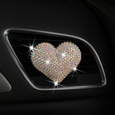 Bling Heart Car Decoration Car Air Freshener Auto Outlet Perfume Clip Car Scent Aroma Diffuser Car Accessories Girls Gifts Cute