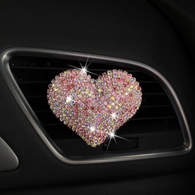 Bling Heart Decor pentru mașină Odorizant pentru mașină Priză automată Clip de parfum Difuzor de arome pentru mașină Accesorii pentru mașină Cadouri pentru fete Drăguț
