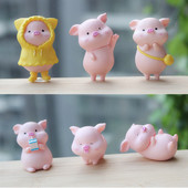 6db Mini malacka autós műszerfal játékok babák figurák otthoni autódíszek autók tartozékokhoz rajzfilm malac Aranyos autódíszek Ajándékok