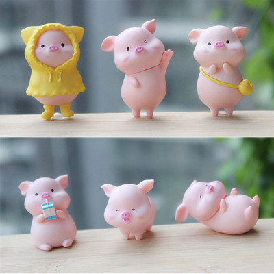 6 buc Mini Piggy Car Dashboard Jucării Păpuși Cifre Decorare mașină pentru acasă Accesorii Auto Porc de desene animate Ornamente drăguțe pentru mașini Cadouri