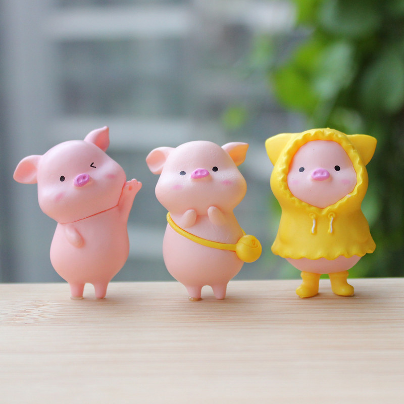 6db Mini malacka autós műszerfal játékok babák figurák otthoni autódíszek autók tartozékokhoz rajzfilm malac Aranyos autódíszek Ajándékok