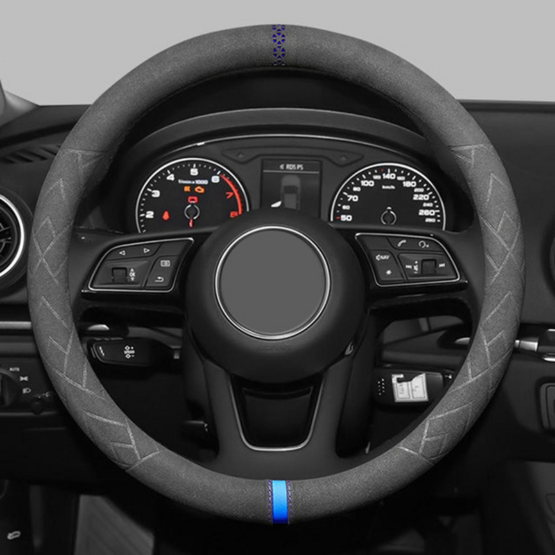 Automobilio vairo gaubtas 38cm zomšinė oda, atspari dilimui, skirta BMW E90 F01 F06 F10 F15 F16 F20 F21 F25 F26 F30 F32 F82 M3 G20 X5